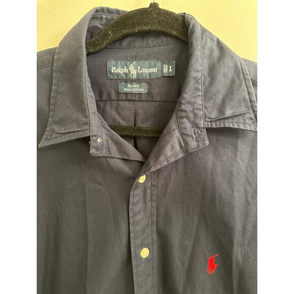 Ralph Lauren Blake Shirt Men’s L Blue Cotton Button Down Polo Pony Logo Vintage - Picture 2 of 3